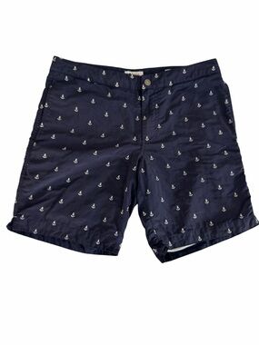 BOTO Navy Embroidered Anchor Swim Shorts Aruba 8.5” Classic Beach Size 32